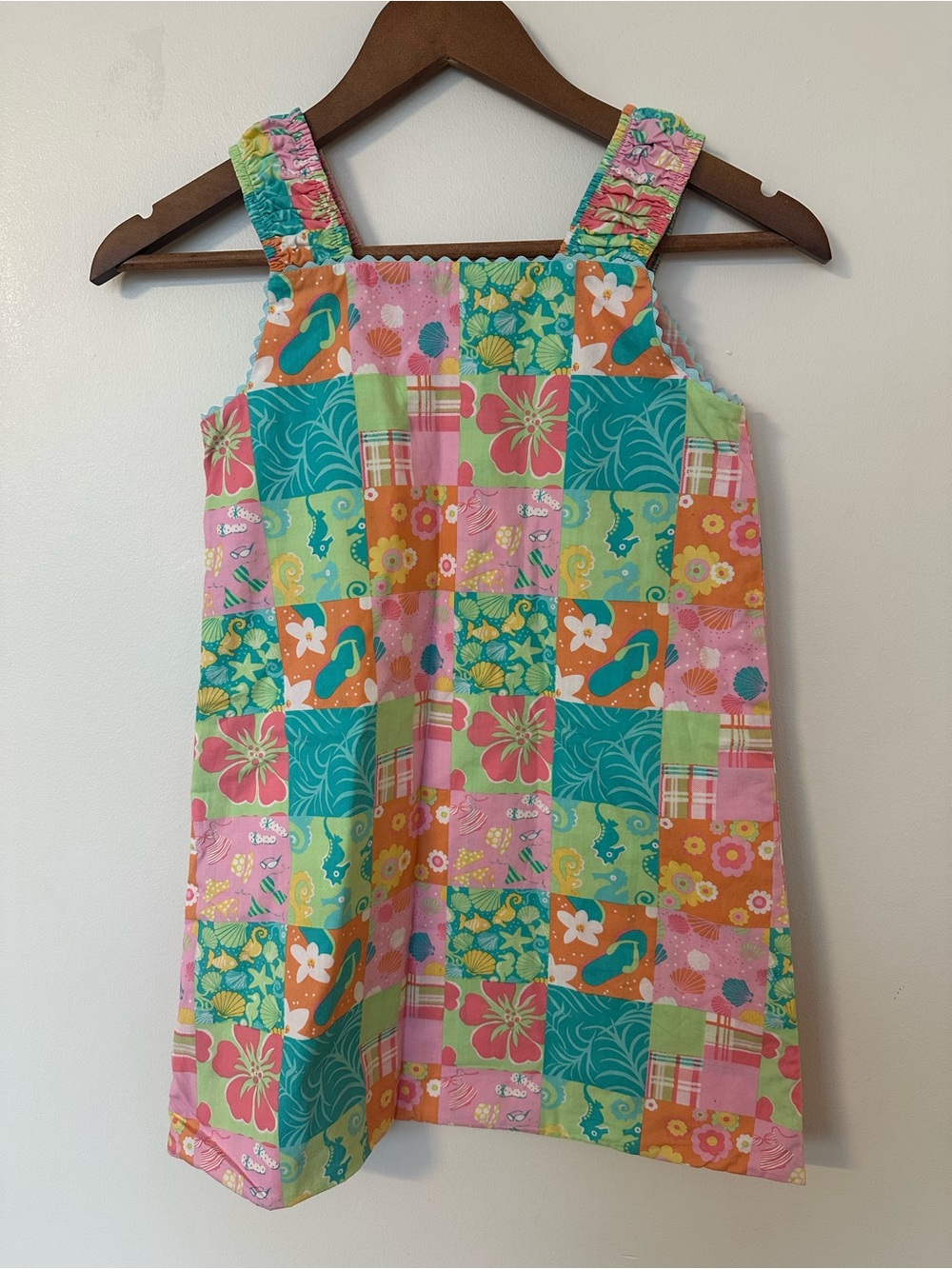Hartstrings Reversible Girls Dress Plaid Patchwork Summer Size 8